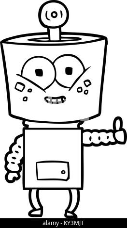Happy cartoon robot dando pollice in alto Illustrazione Vettoriale