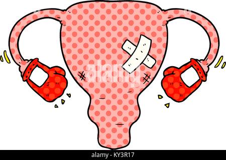 Cartoon battere con utero guantoni da pugilato Illustrazione Vettoriale