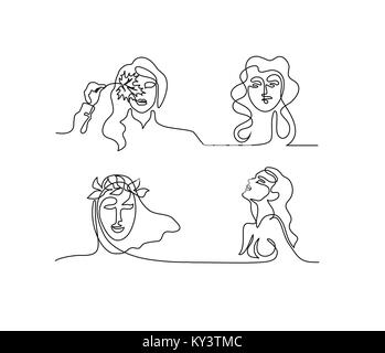 Impostare il ritratto di una donna Illustrazione Vettoriale