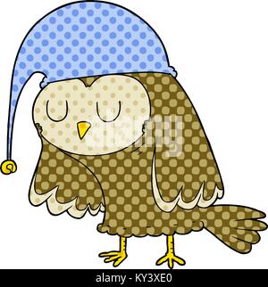 Cartoon owl sleeping Illustrazione Vettoriale
