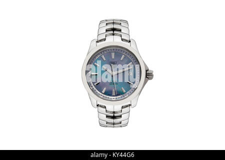 Tag Heuer Link in acciaio inox dell'uomo guarda con faccia blu Foto Stock