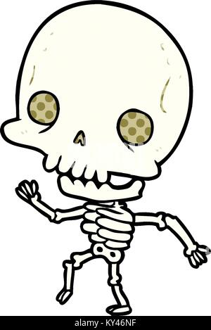 Cartoon carino dancing skeleton Illustrazione Vettoriale