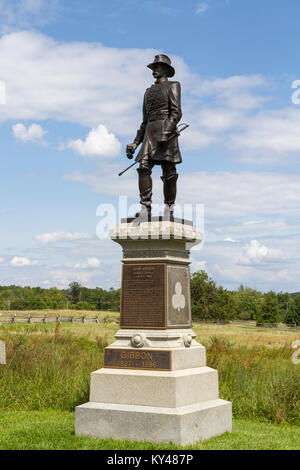 Il Monumento per il Generale John gibbone, ettysburg National Military Park, Pennsylvania, Stati Uniti. Foto Stock