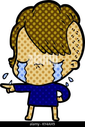 Cartoon RAGAZZA CHE PIANGE accusando Illustrazione Vettoriale