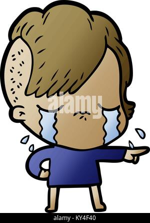 Cartoon RAGAZZA CHE PIANGE accusando Illustrazione Vettoriale