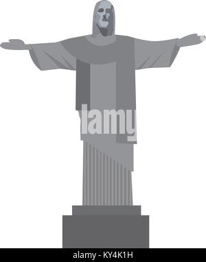 Cristo Redentore icona stile piatto. Rio de Janeiro monumento, un punto di riferimento del Brasile. Isolato su sfondo bianco. Illustrazione Vettoriale. Illustrazione Vettoriale