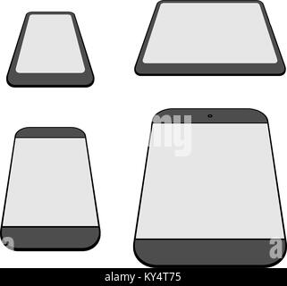 Gli smartphone moderni e compresse linea set di icone Illustrazione Vettoriale