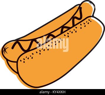 Hot Dog fast food unhelthy icona della dieta Illustrazione Vettoriale