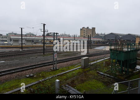 L'ingresso alla stazione di York su un inverni giorno/ Foto Stock