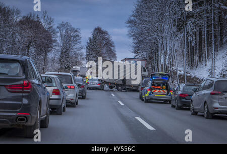 Incidente sulla autostrada A8 Monaco-Salisburgo Foto Stock