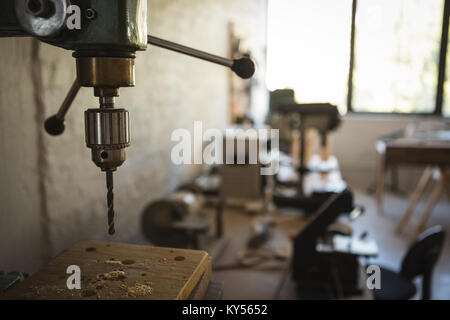 Close-up di legno macchina perforatrice Foto Stock