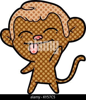 Funny cartoon monkey sventolando Illustrazione Vettoriale