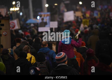 Vienna, Austria. Xiii gen, 2018. protester durante un governo anti-dimostrazione. Credito: Vincent Sufiyan/Alamy Live News Foto Stock