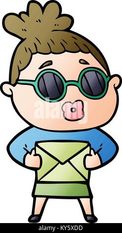 Cartoon donna che indossa gli occhiali da sole Illustrazione Vettoriale