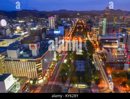 Sapporo, Giappone - Ott 1, 2017. Scena notturna di Sapporo, Giappone. Sapporo è la capitale e la città più grande sulla più settentrionale della grande isola giapponese Hokkaid Foto Stock