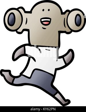 Friendly cartoon alien in esecuzione Illustrazione Vettoriale