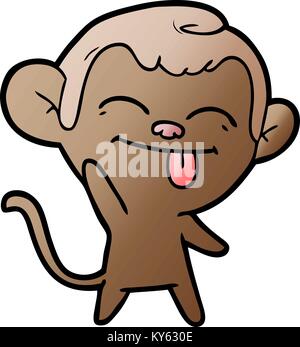 Funny cartoon monkey sventolando Illustrazione Vettoriale