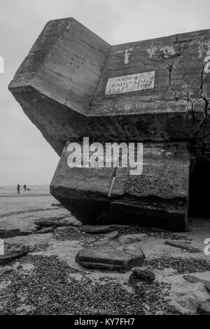 Il tedesco Blockhaus, resti della seconda guerra mondiale, Le Hourdel, Cayeux-sur-Mer, Normandia, Francia Foto Stock