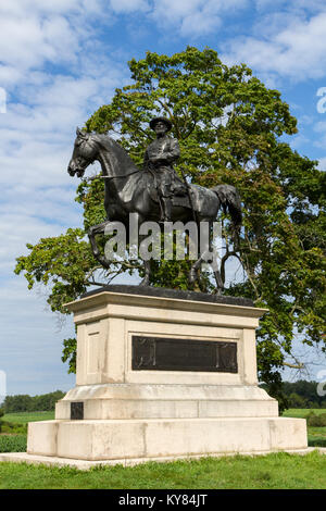 La statua equestre General Maggiore John F. Reynolds, Gettysburg National Military Park, Pennsylvania, Stati Uniti. Foto Stock