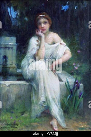 L'Étude pour Une Méditation di Lenoir è un dipinto accademico francese del XIX secolo incentrato su temi di riflessione e contemplazione. Foto Stock