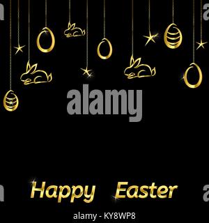 Sfondo di pasqua Oro su nero Illustrazione Vettoriale