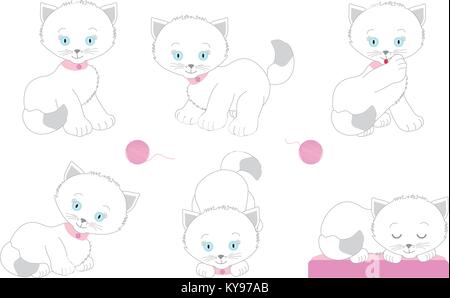 Set di cuccioli bianchi in diverse pose Illustrazione Vettoriale