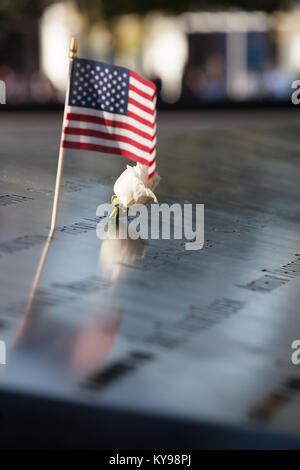 Il National September 11 Memoriale per le 3000 persone uccise nel 11 settembre 2001 gli attacchi contro il World Trade Center e il pentagono Foto Stock