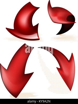 Set di quattro frecce rosse Illustrazione Vettoriale