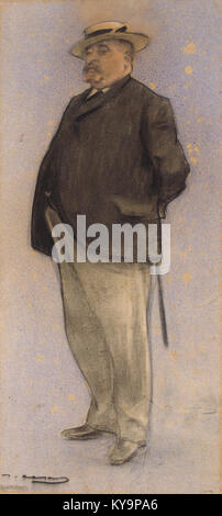 Questo dipinto di Ramon Casas, esposto al Museo Nazionale d'Arte della Catalogna (MNAC), presenta Daniel Ortiz, noto anche come Doys, catturato in uno stile realistico, un segno distintivo dell'approccio modernista di Casas. Foto Stock