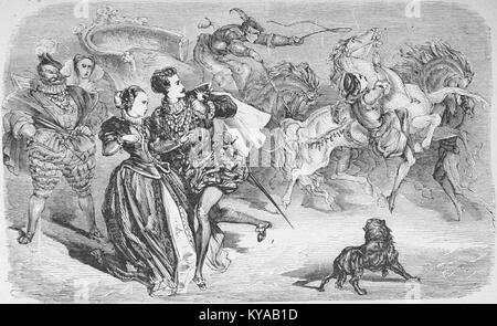 Pagina 147 da "Nouveaux contes de fées" della contessa di Ségur, un'opera letteraria francese del XIX secolo di fiabe per bambini. Foto Stock