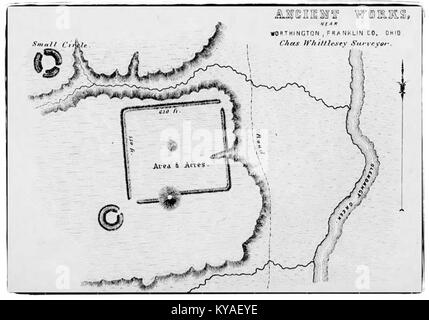 Worthington Earthworks mappa (Charles Whittlesey, 1848) 2 Foto Stock