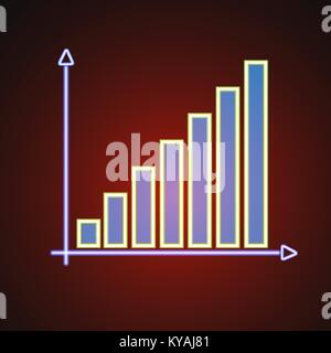 Salendo il grafico a barra - neon incandescente icona illustrazione Illustrazione Vettoriale