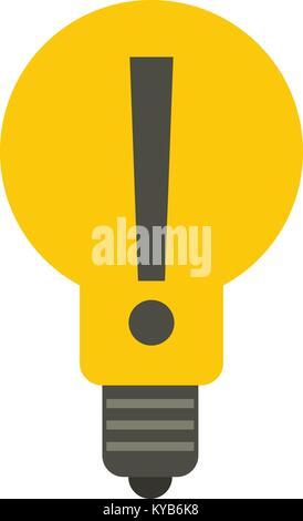 Lampadina giallo con punto esclamativo Icona interno Illustrazione Vettoriale