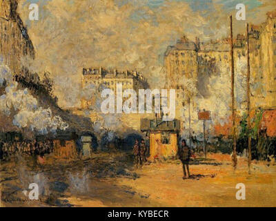 Monet extérieur de la Gare Saint-Lazare, effet de soleil Foto Stock