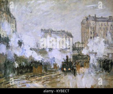 Monet extérieur de la Gare Saint-Lazare, arrivée d'onu treno Foto Stock