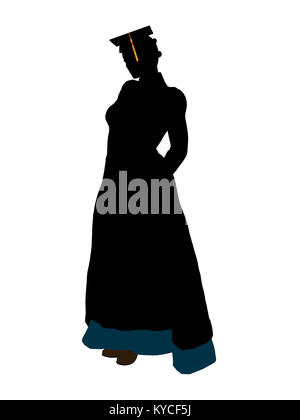 African American graduate silhouette su uno sfondo bianco Foto Stock