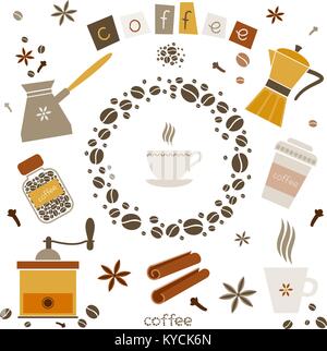 Raccolta di vettore di caffè gli elementi di design. Eps 10 Illustrazione Vettoriale