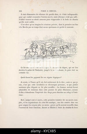 Un'immagine incisa della fine del XIX secolo mostra un cavallo che disegna una carrozza a Parigi, illustrando il ruolo della potenza animale nella mobilità urbana prima dei veicoli a motore. Foto Stock