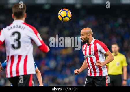 Athletic Club centrocampista Mikel Rico (17) durante il match tra RCD Espanyol v Athletic Club, per il round 19 del Liga Santander, suonato a RCDE Stadium il 14 gennaio 2018 a Barcellona, Spagna. Foto Stock