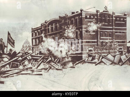 Fotografia degli eventi della rivoluzione russa del 1905 a Sormovo, Nizhny Novgorod, che documentano i disordini dei lavoratori e i movimenti rivoluzionari nella Russia industriale. Foto Stock
