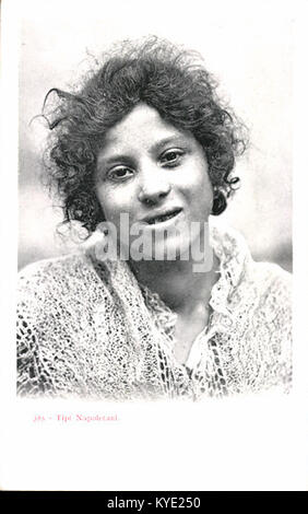 Un ritratto del XIX secolo raffigurante una giovane donna della classe inferiore a Napoli, in Italia, che illustra l'abbigliamento, il comportamento e il carattere sociale delle donne della classe operaia in quel periodo. Foto Stock