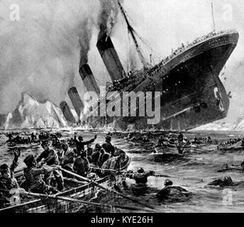 Naufragio del Titanic, pittura di Willy Stöwer Foto Stock