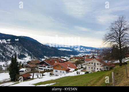 Oberstaufen: Weißach valley, Schwaben, Algovia, Svevia, Baviera, Baviera, Germania Foto Stock