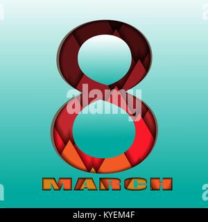 Felici donne al giorno. Violet 8 marzo. papercut multistrato sfondo astratto Illustrazione Vettoriale