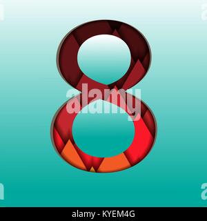 Felici donne al giorno. Violet 8 marzo. papercut multistrato sfondo astratto Illustrazione Vettoriale