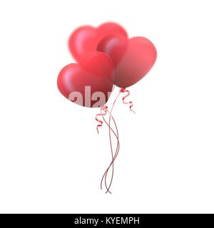 Happy Valentines Day greeting card. 3D rosso e rosa palloncino in f Illustrazione Vettoriale