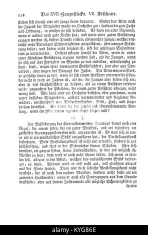 Pagina 248 del trattato del 1752 di Johann Joachim Quantz "Versuch einer Anweisung die Flöte traversiere zu spielen", che discute di flauto fingerings e intonazione. Foto Stock