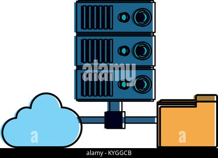 Cloud computing e tecnologie server Illustrazione Vettoriale