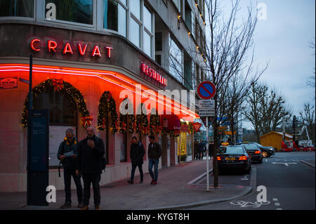 Ristorante al neon luci nel Lussemburgo Foto Stock