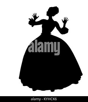 Cinderella illustrazione silhouette su uno sfondo bianco Foto Stock